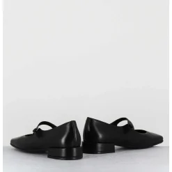 Babies En Cuir Souple Noir Bout Carre - Jane Black Cowhide