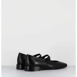 Babies En Cuir Souple Noir Bout Carre - Jane Black Cowhide