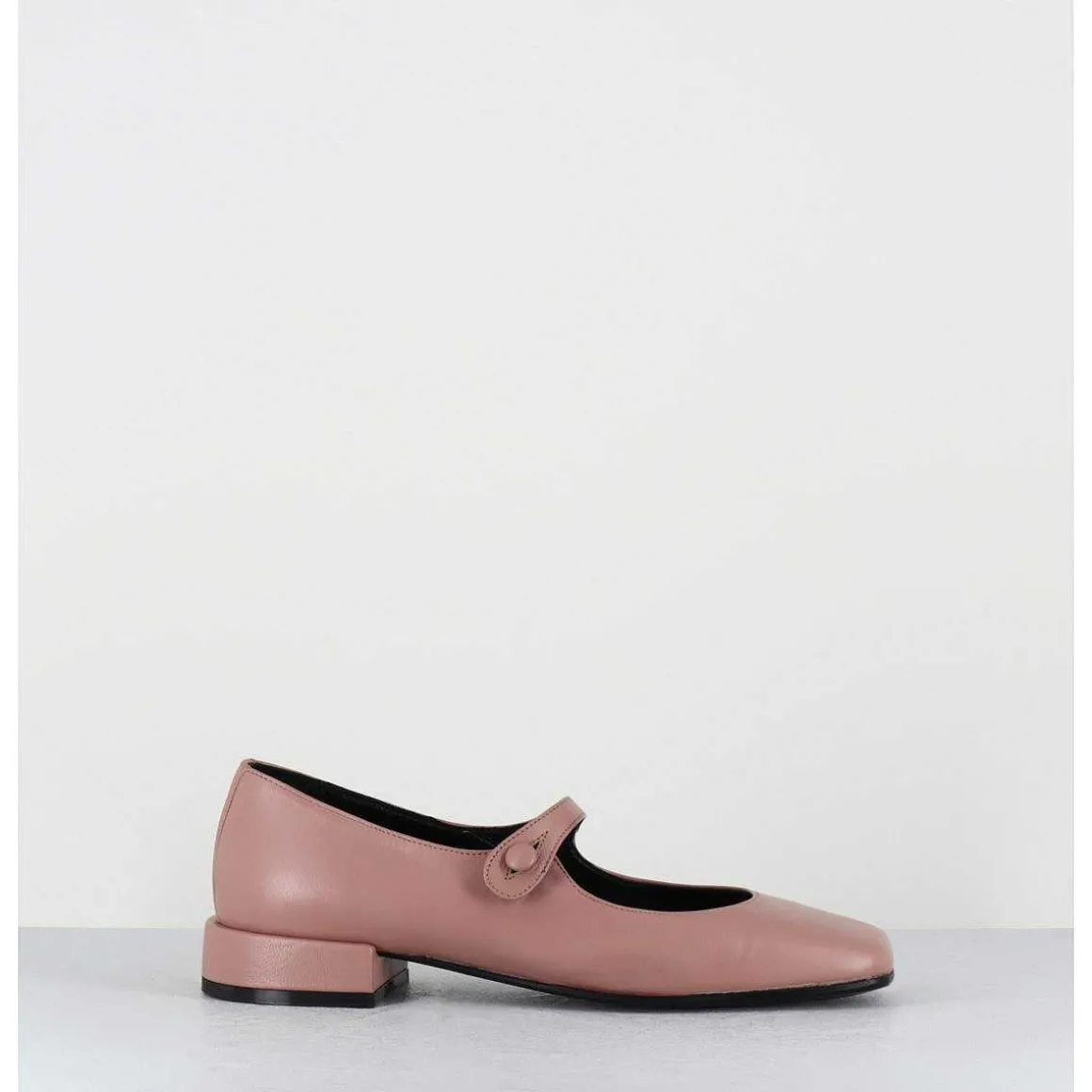 Babies En Cuir Souple Rose Poudre A Bout Carre - Jane Natural Cowhide