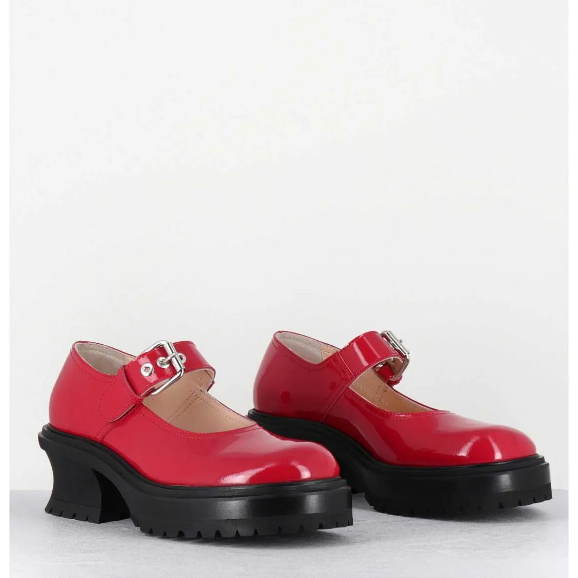Babies En Cuir Vernis Rouge 90S - Caro Bebe Cerise