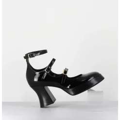 Babies Multi-Brides A Plateforme En Cuir Vernis Noir - Galan Vernice Nero