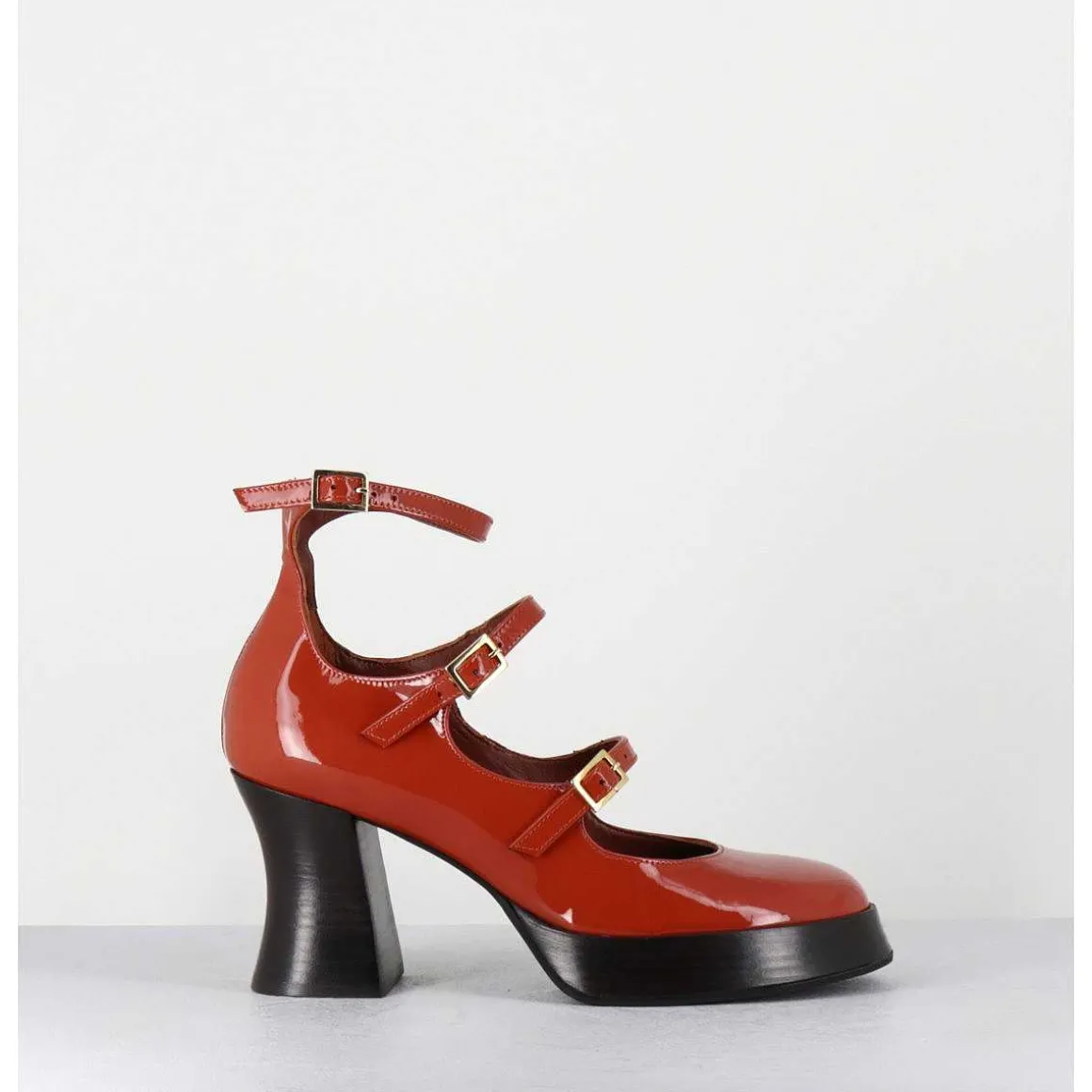 Babies Multi-Brides A Plateforme En Cuir Vernis Brique - Galan Vernice Rust