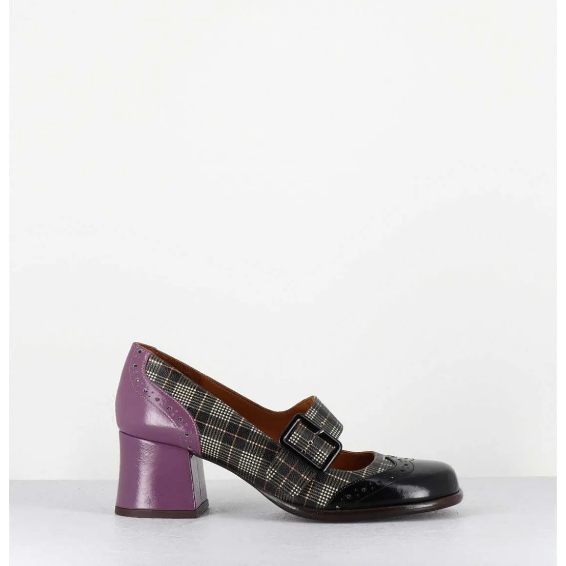 Babies Petit Talon Cuir Imprime Tartan Multi - Meyko Scotch Negro