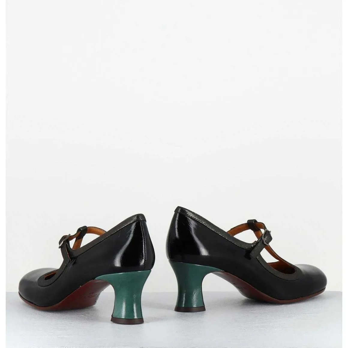 Babies Petit Talon En Cuir Effet Vernis Noir - Mylka Maserati Negro
