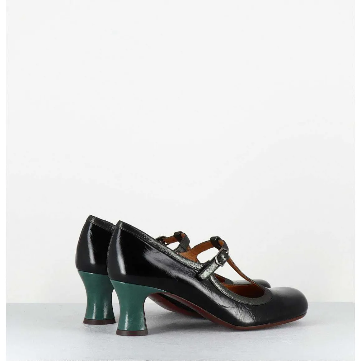 Babies Petit Talon En Cuir Effet Vernis Noir - Mylka Maserati Negro