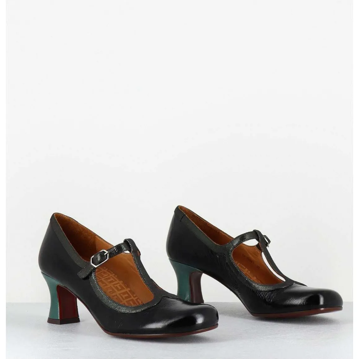 Babies Petit Talon En Cuir Effet Vernis Noir - Mylka Maserati Negro