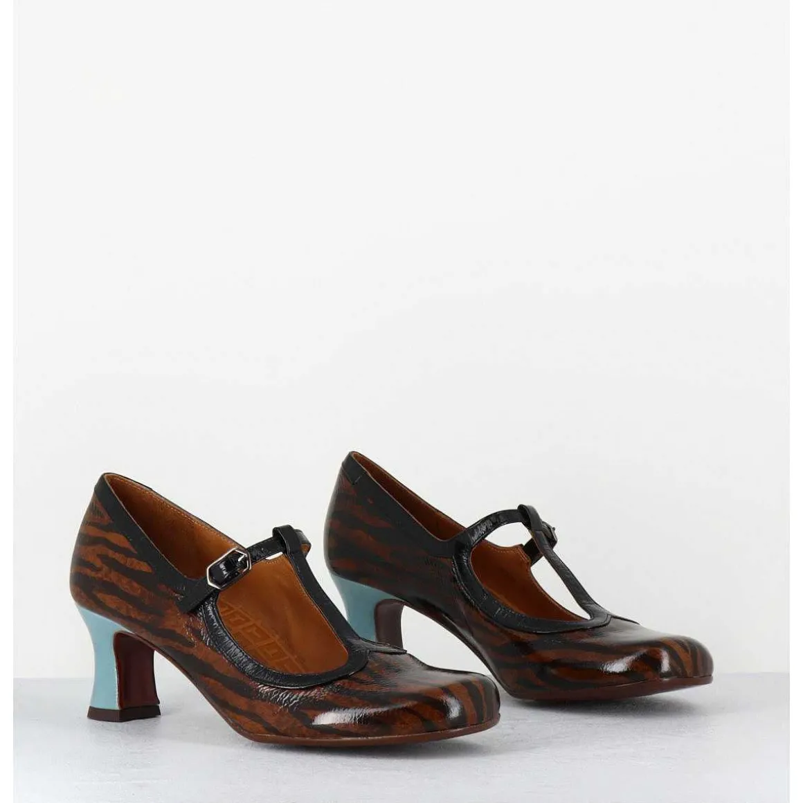 Babies Petit Talon En Cuir Imprime Tigre - Mylka Tesla Castano
