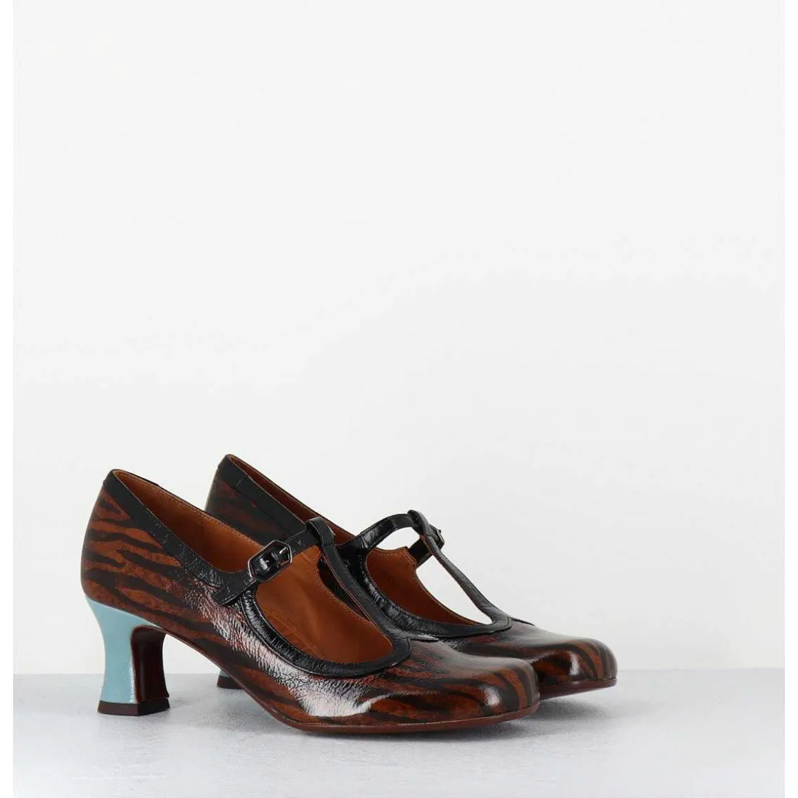 Babies Petit Talon En Cuir Imprime Tigre - Mylka Tesla Castano