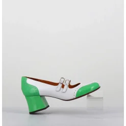 Babies Petit Talon Look Vintage Vernis Blanc & Vert - Maime44 Ferrari Blanco