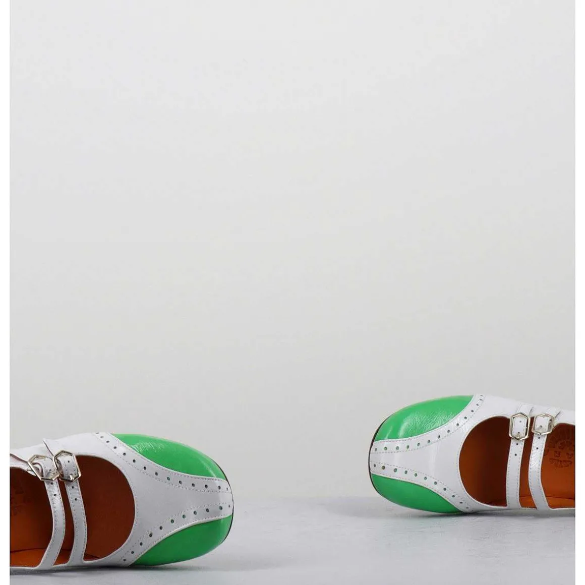 Babies Petit Talon Look Vintage Vernis Blanc & Vert - Maime44 Ferrari Blanco