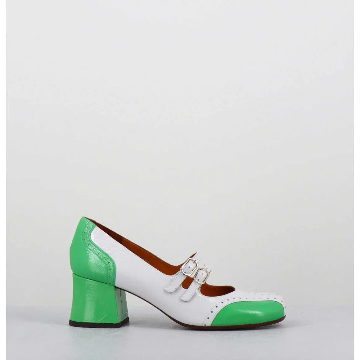 Babies Petit Talon Look Vintage Vernis Blanc & Vert - Maime44 Ferrari Blanco