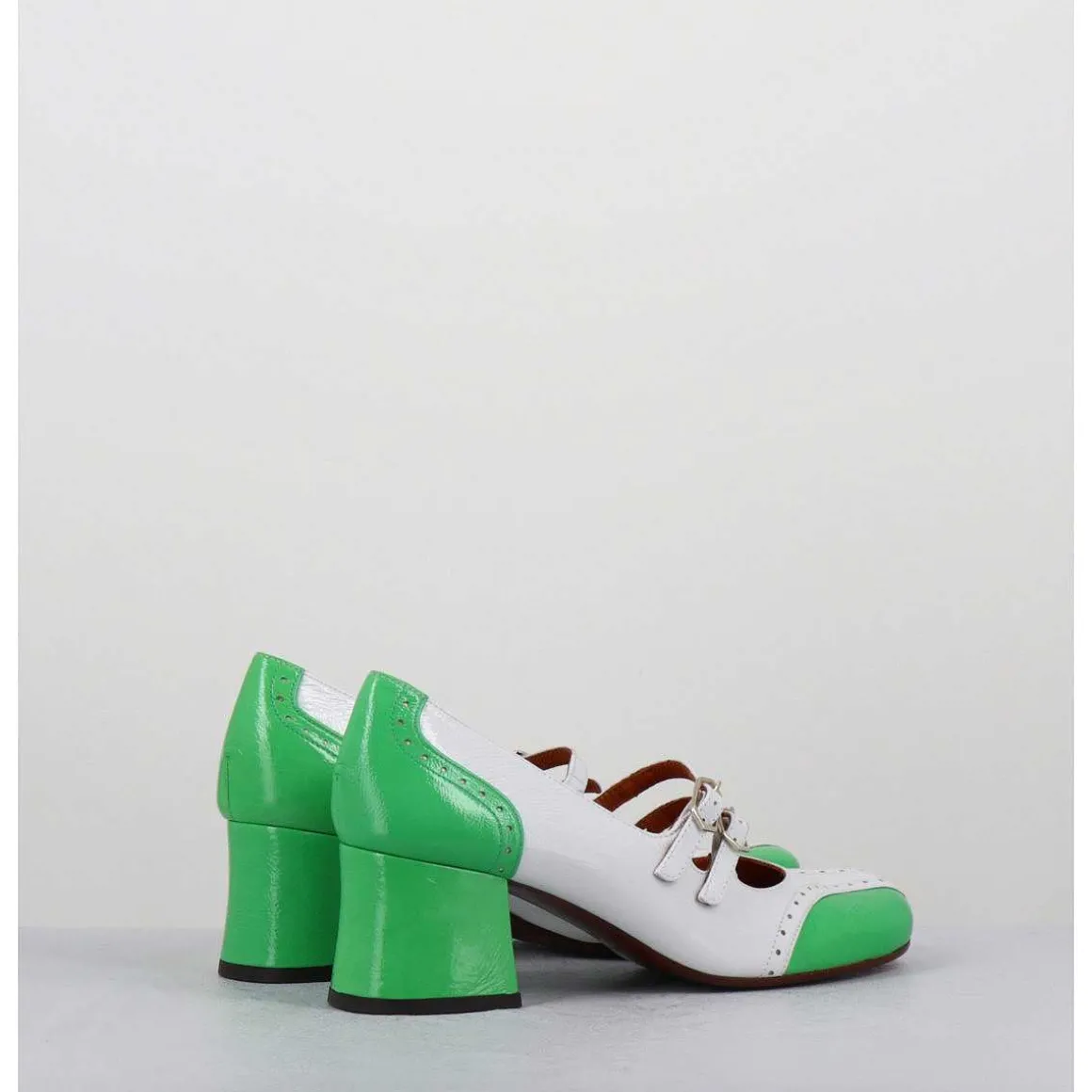 Babies Petit Talon Look Vintage Vernis Blanc & Vert - Maime44 Ferrari Blanco