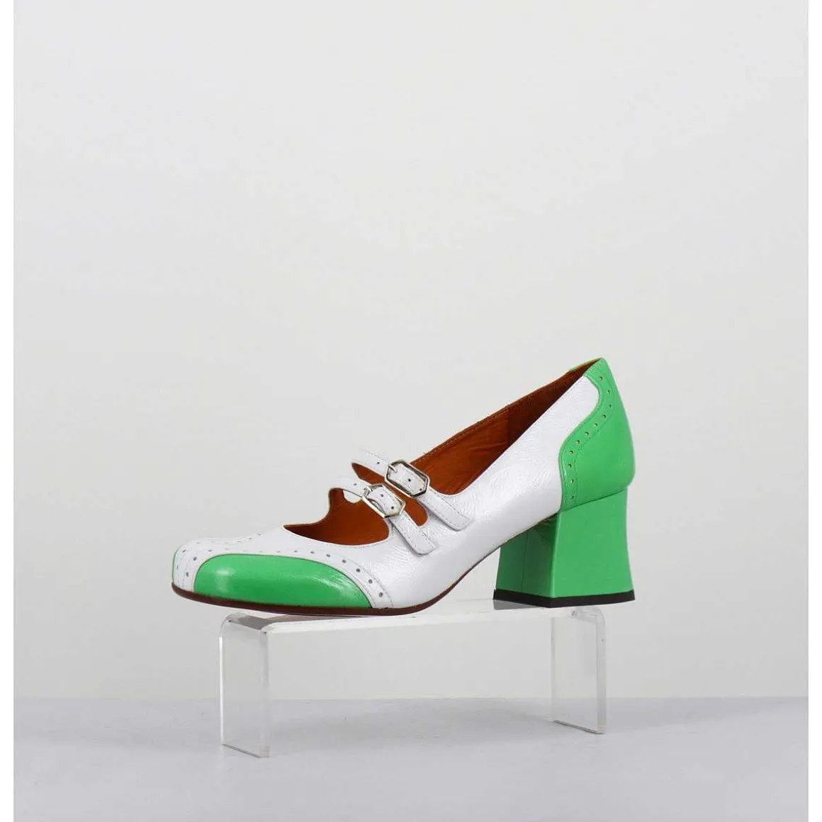 Babies Petit Talon Look Vintage Vernis Blanc & Vert - Maime44 Ferrari Blanco