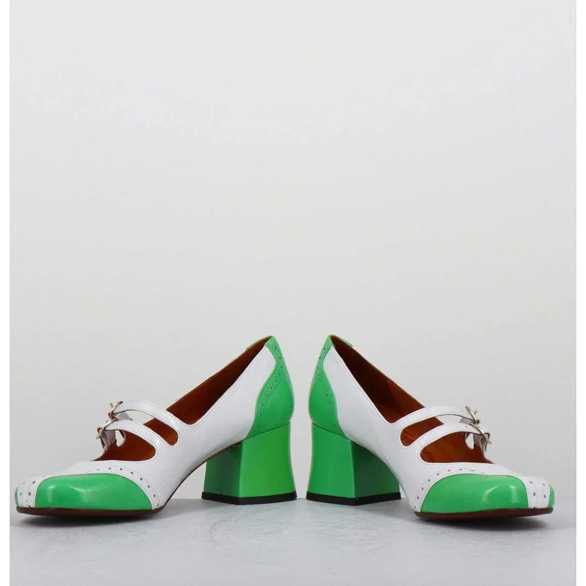 Babies Petit Talon Look Vintage Vernis Blanc & Vert - Maime44 Ferrari Blanco