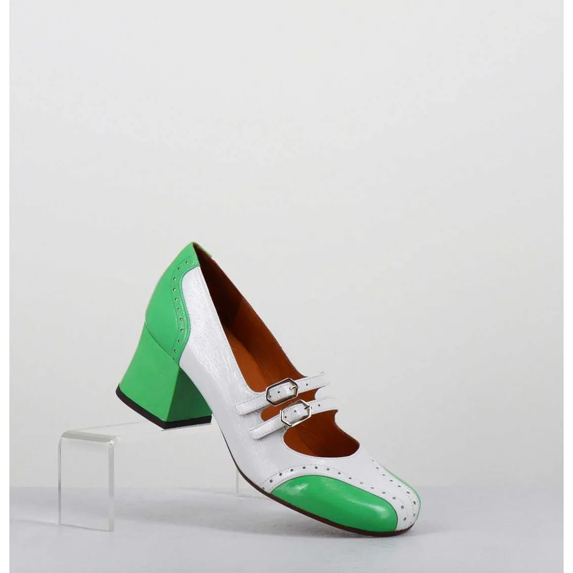 Babies Petit Talon Look Vintage Vernis Blanc & Vert - Maime44 Ferrari Blanco