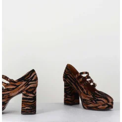 Babies Plateformes En Cuir Velours Tigre - Pigalle Tigre