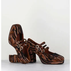 Babies Plateformes En Cuir Velours Tigre - Pigalle Tigre