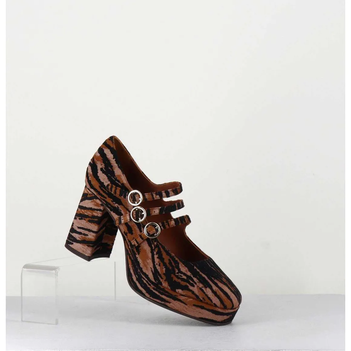 Babies Plateformes En Cuir Velours Tigre - Pigalle Tigre
