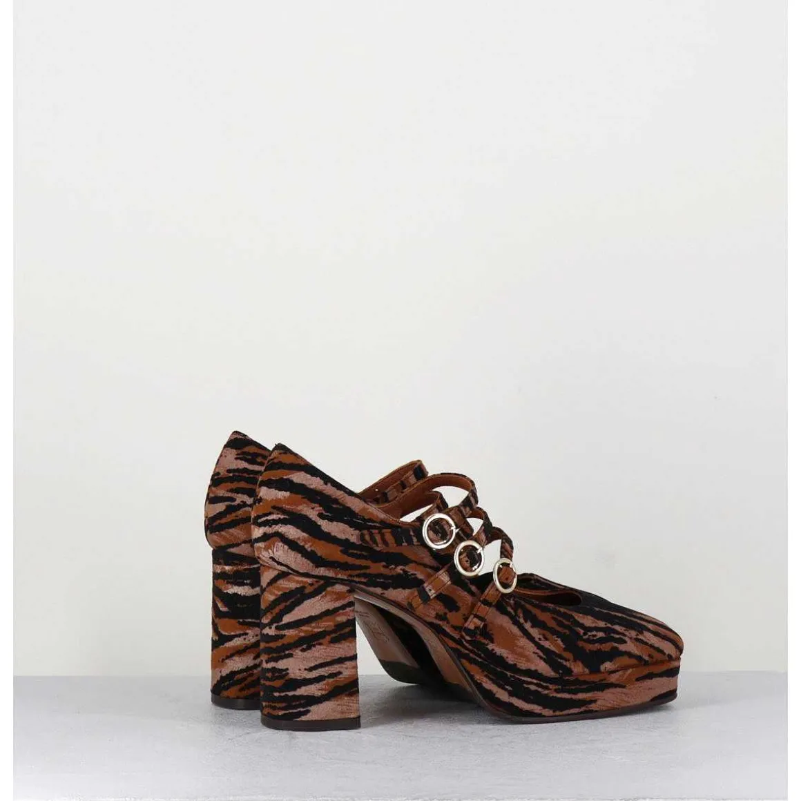 Babies Plateformes En Cuir Velours Tigre - Pigalle Tigre