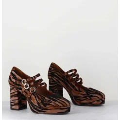 Babies Plateformes En Cuir Velours Tigre - Pigalle Tigre