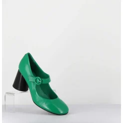 Babies Retro A Talon En Cuir Vert & Noir - Ace22 Glaze Mela