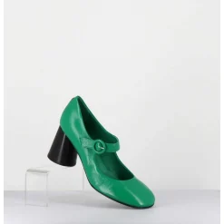 Babies Retro A Talon En Cuir Vert & Noir - Ace22 Glaze Mela