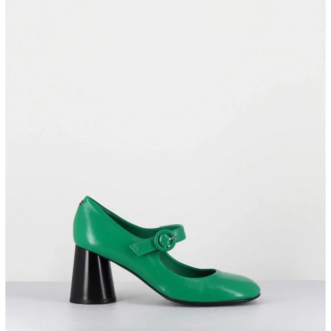 Babies Retro A Talon En Cuir Vert & Noir - Ace22 Glaze Mela
