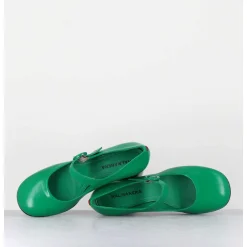 Babies Retro A Talon En Cuir Vert & Noir - Ace22 Glaze Mela