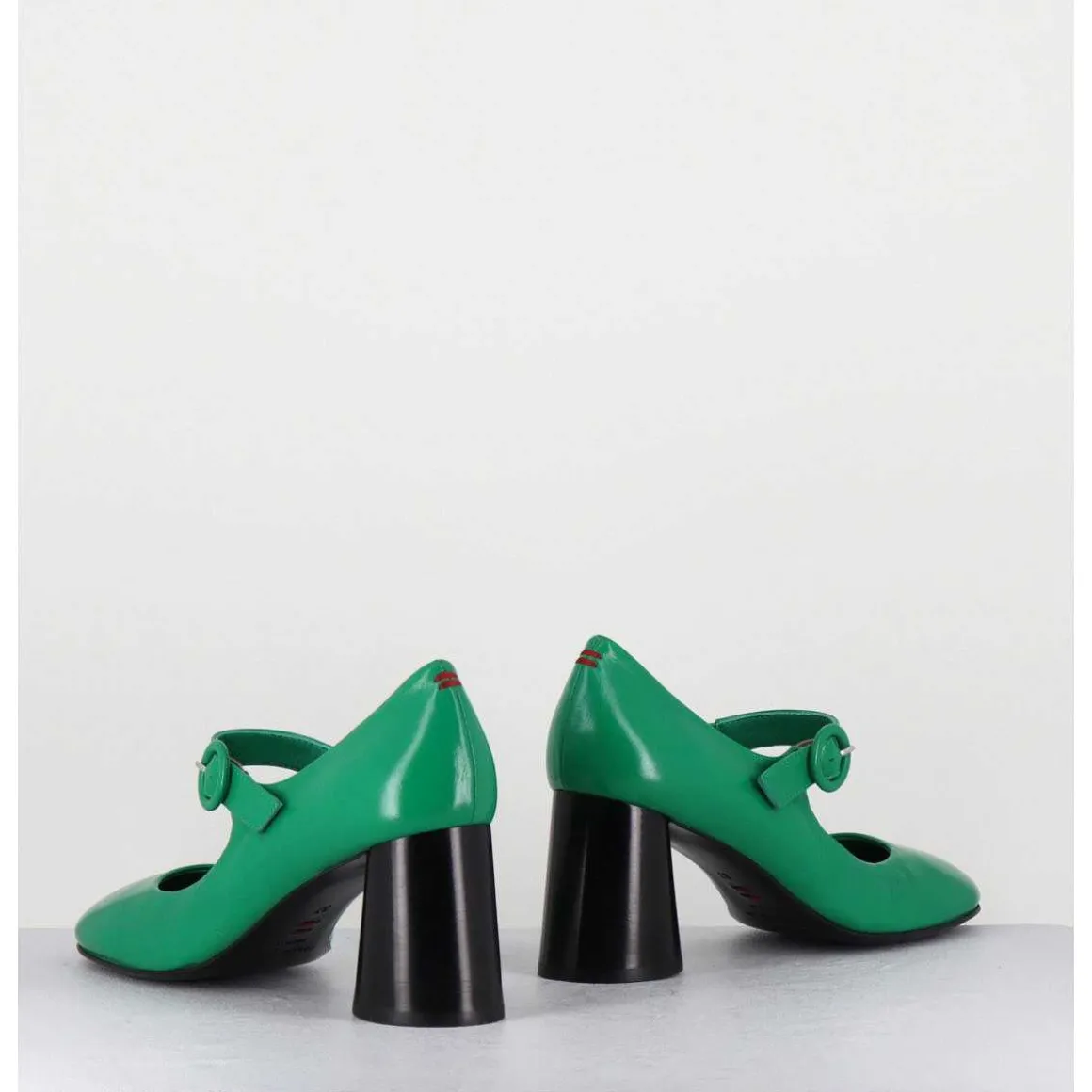 Babies Retro A Talon En Cuir Vert & Noir - Ace22 Glaze Mela