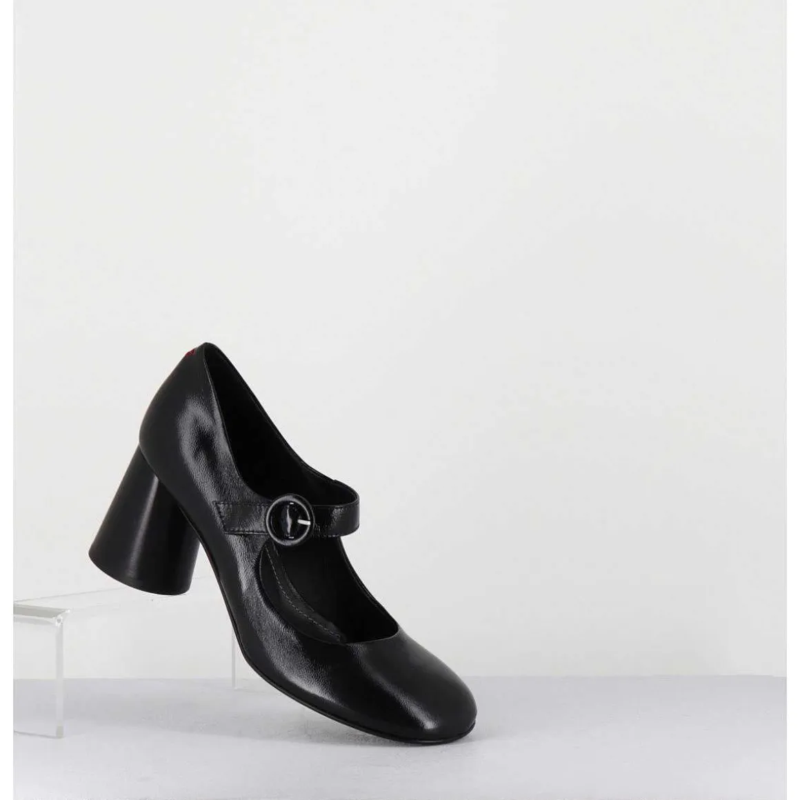 Babies Retro A Talon En Cuir Noir - Ace22 Glaze Nero
