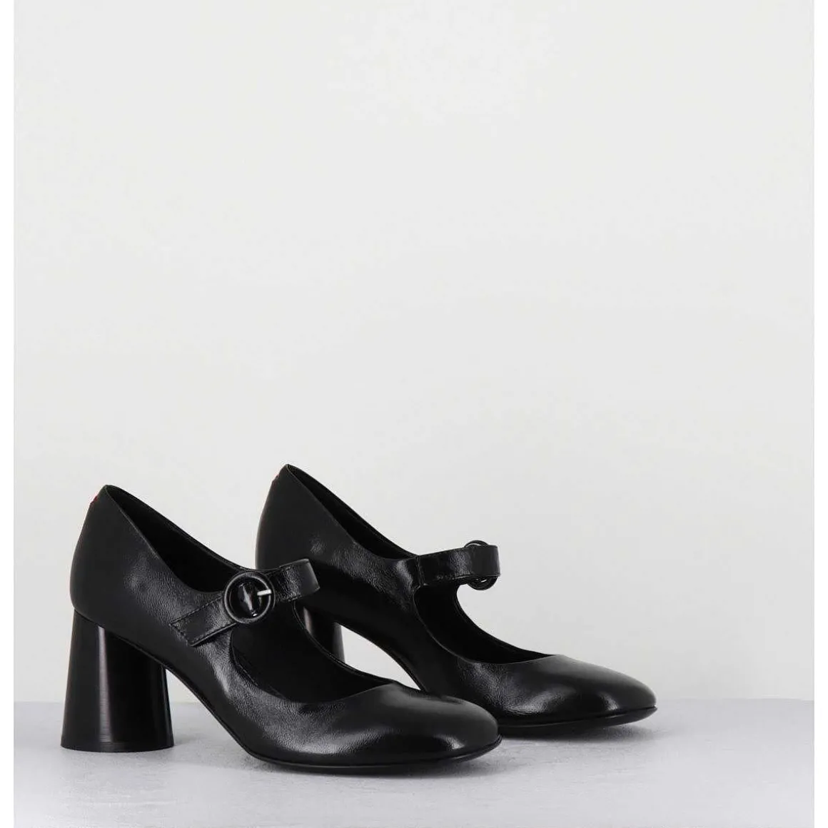 Babies Retro A Talon En Cuir Noir - Ace22 Glaze Nero