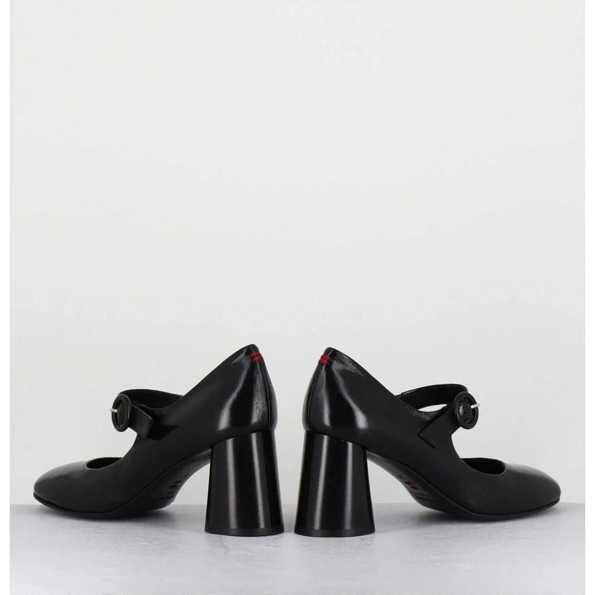 Babies Retro A Talon En Cuir Noir - Ace22 Glaze Nero
