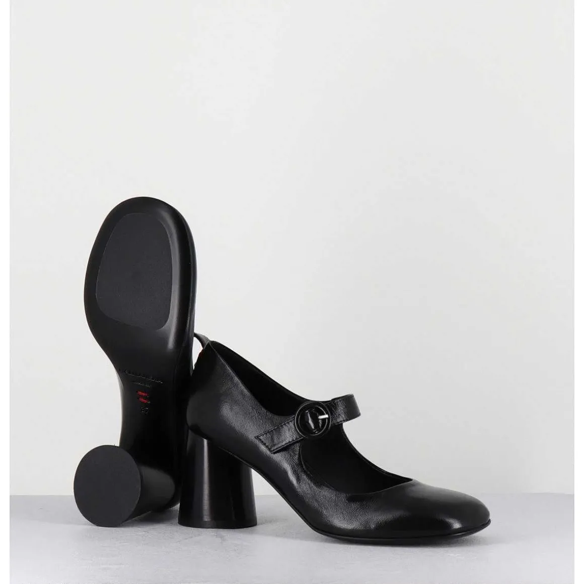 Babies Retro A Talon En Cuir Noir - Ace22 Glaze Nero