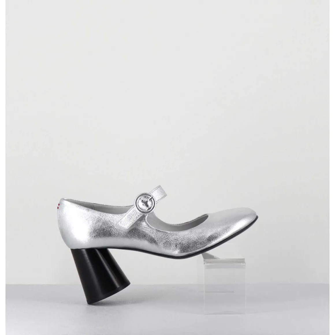 Babies Retro A Talon En Cuir Argente - Ace22 Metal Argento