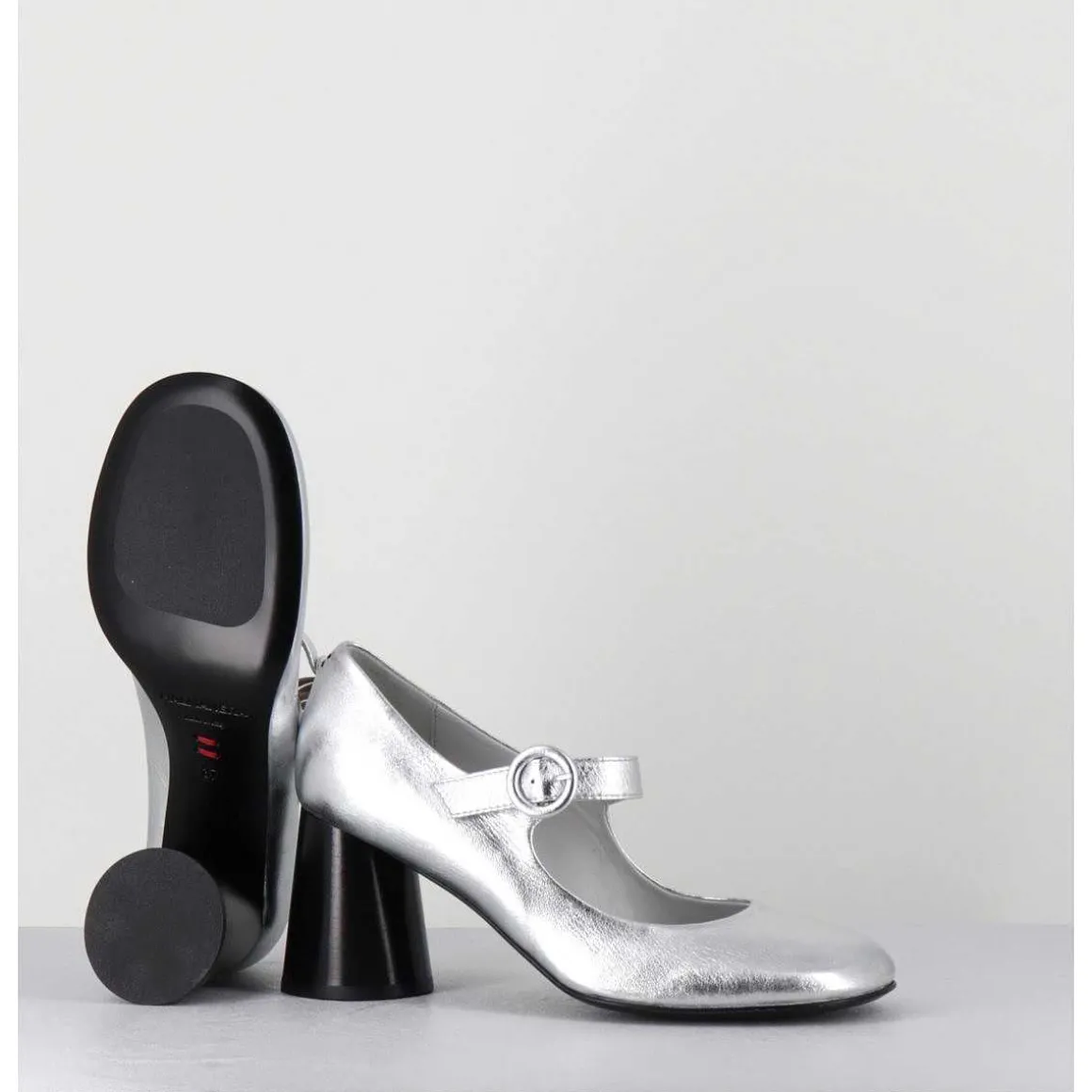 Babies Retro A Talon En Cuir Argente - Ace22 Metal Argento