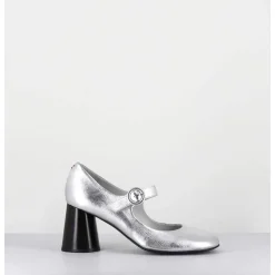 Babies Retro A Talon En Cuir Argente - Ace22 Metal Argento