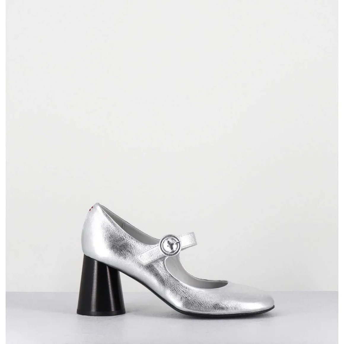 Babies Retro A Talon En Cuir Argente - Ace22 Metal Argento