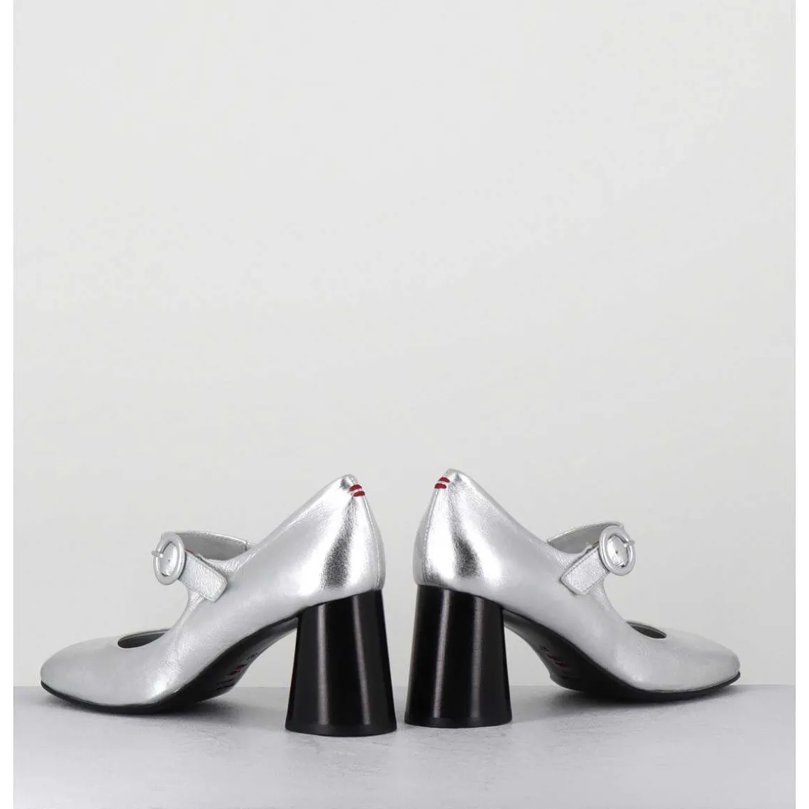 Babies Retro A Talon En Cuir Argente - Ace22 Metal Argento