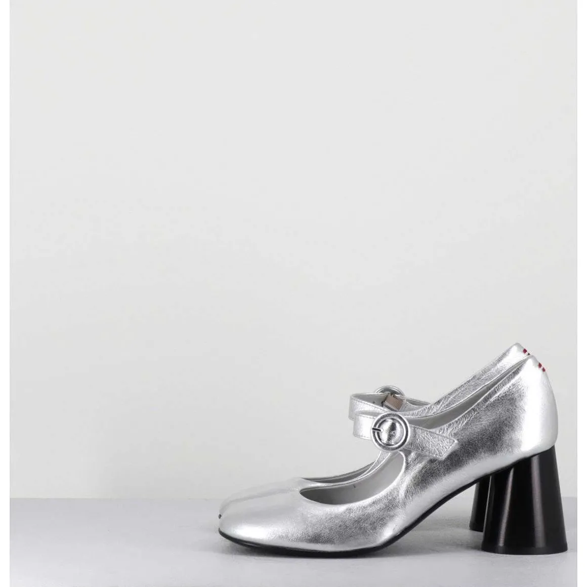 Babies Retro A Talon En Cuir Argente - Ace22 Metal Argento