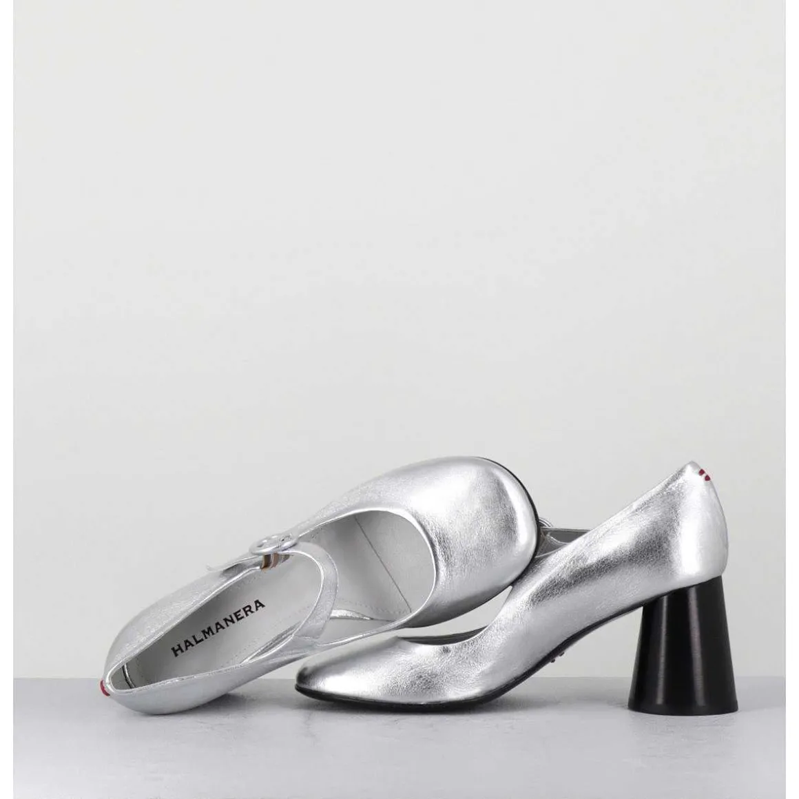 Babies Retro A Talon En Cuir Argente - Ace22 Metal Argento