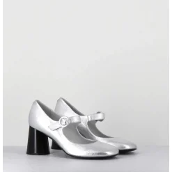 Babies Retro A Talon En Cuir Argente - Ace22 Metal Argento