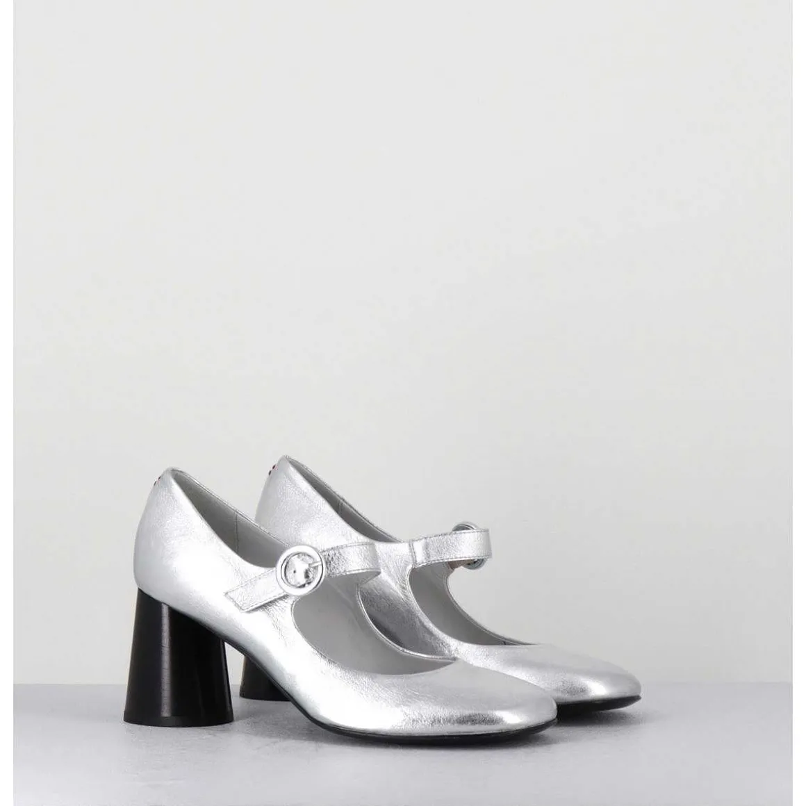 Babies Retro A Talon En Cuir Argente - Ace22 Metal Argento