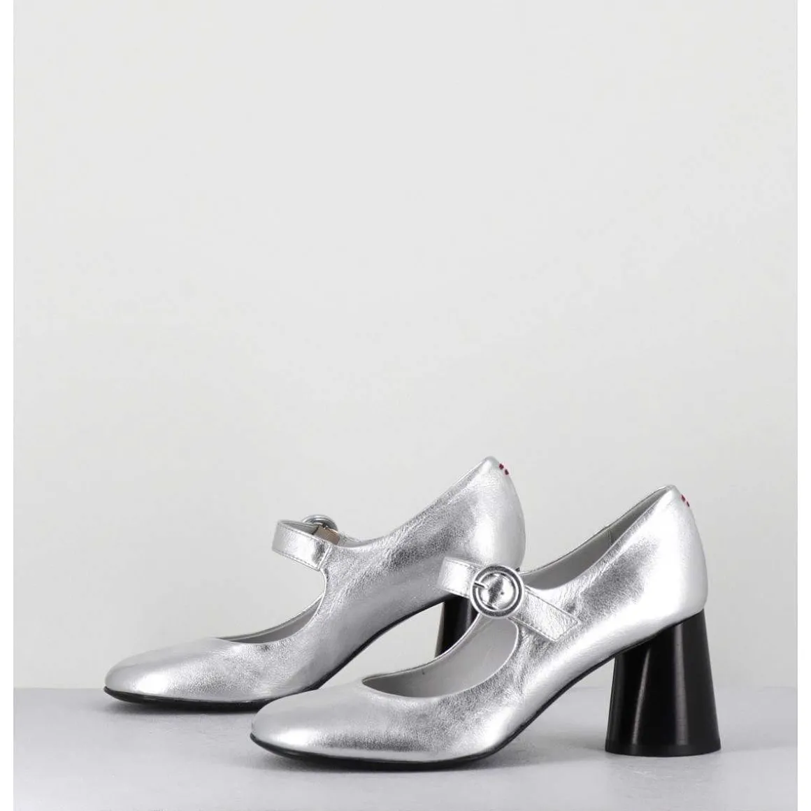 Babies Retro A Talon En Cuir Argente - Ace22 Metal Argento