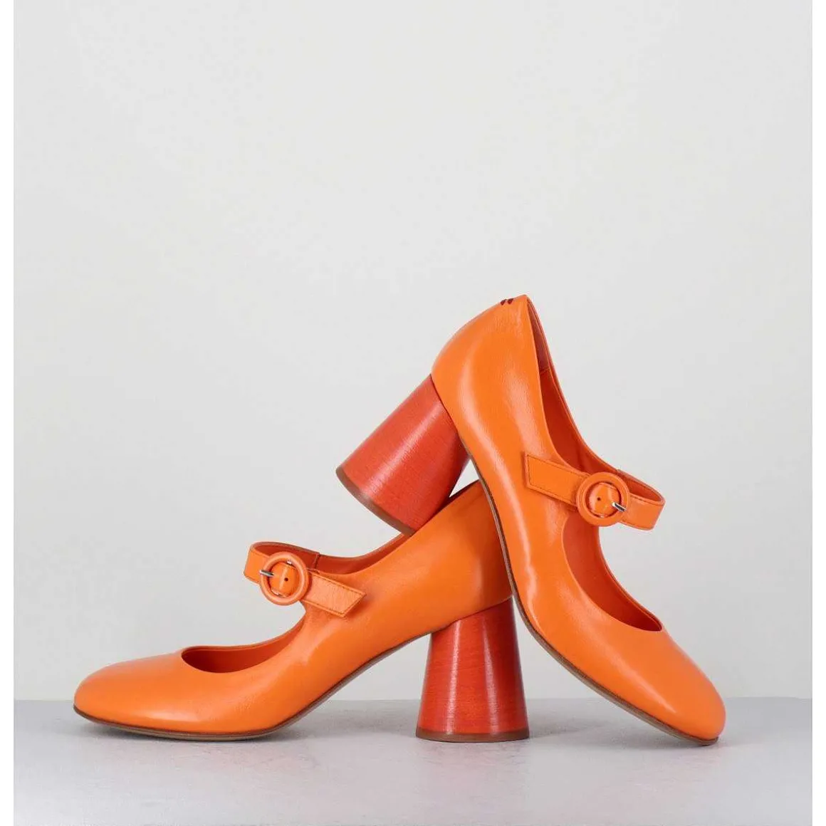 Babies Retro A Talon En Cuir Orange - Ace22 Glaze Albicocca