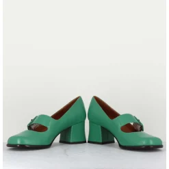 Babies Retro En Cuir Vert Petit Talon - Miko Green