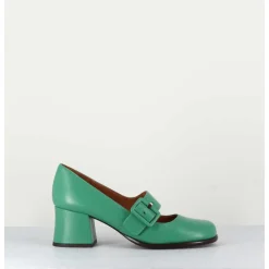 Babies Retro En Cuir Vert Petit Talon - Miko Green