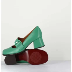 Babies Retro En Cuir Vert Petit Talon - Miko Green