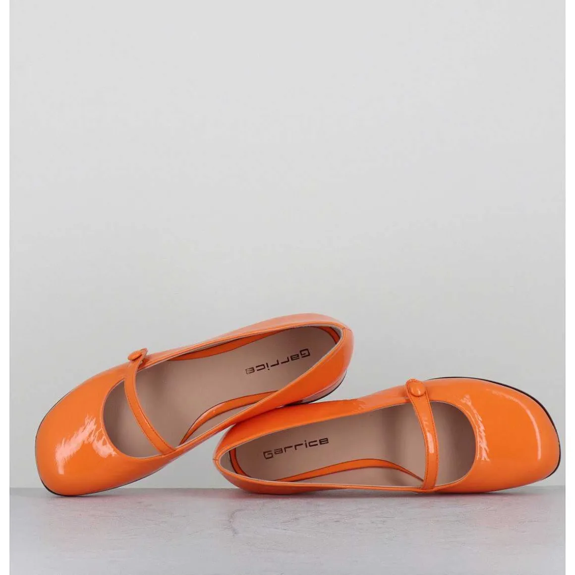Babies 60S Petit Talon En Cuir Vernis Orange - Masai Cindy Albicocca