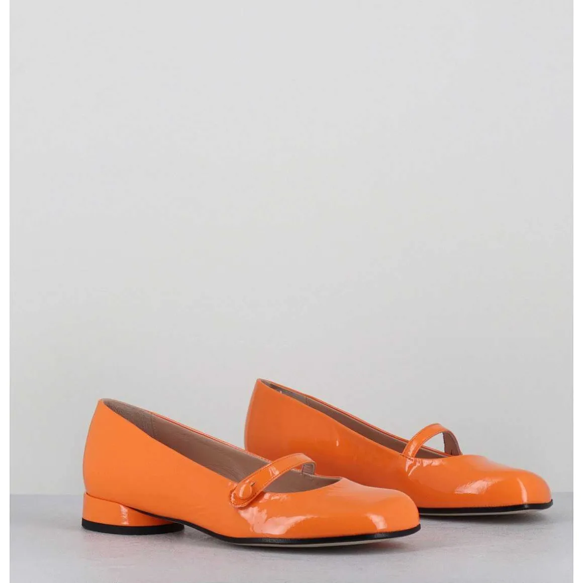 Babies 60S Petit Talon En Cuir Vernis Orange - Masai Cindy Albicocca