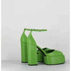 Babies Talon Haut A Plateforme En Cuir Vert - Ambra Mok Green